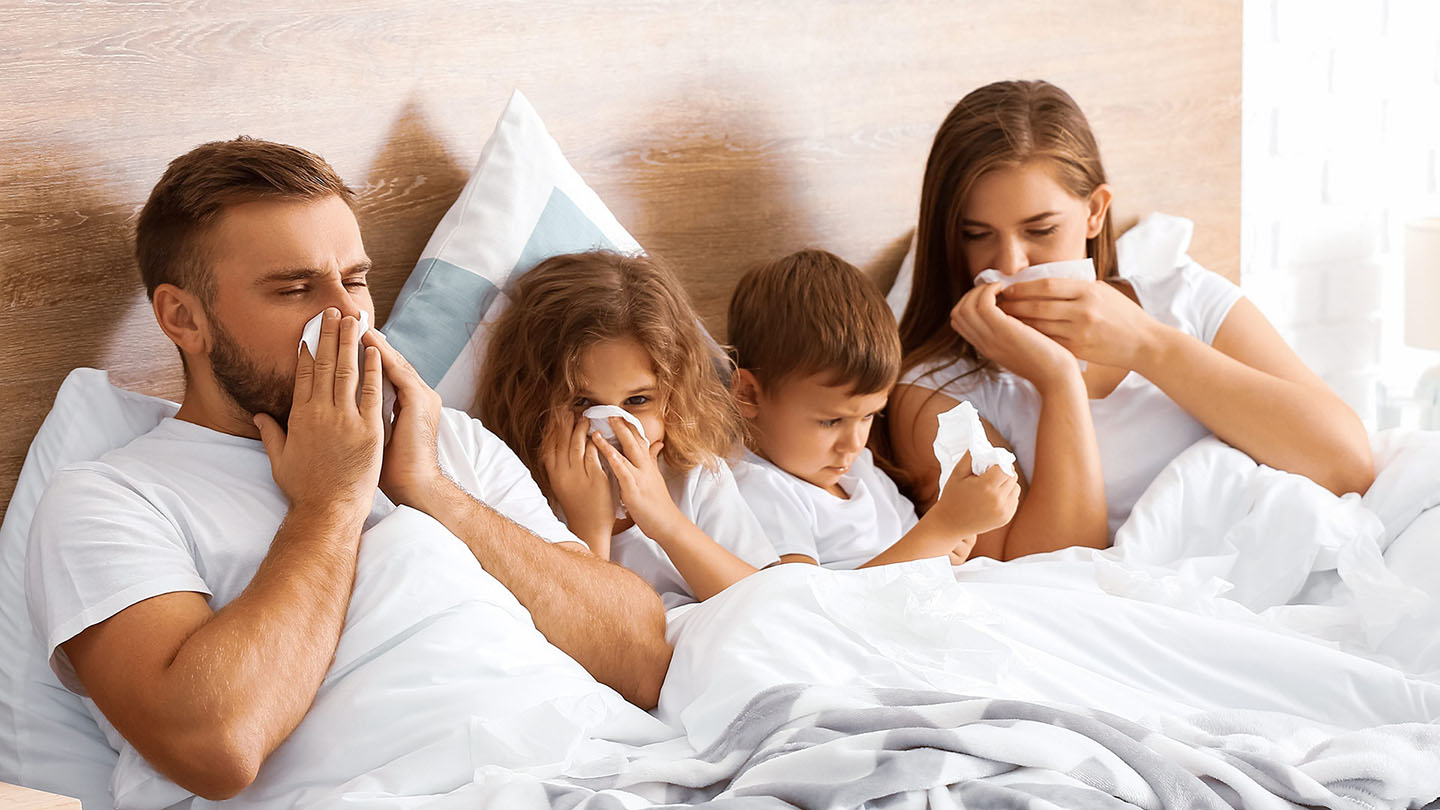 Bolesna porodica, prehlada, grip.